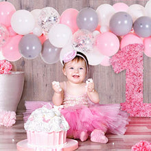Load image into Gallery viewer, PartyBro Balloon Arch & Garland Kit | Pink, White, Grey, & Silver Balloons | Incl. Tying Tool, Balloon Tape, & Glue Dots | Decoration for Baby Showers, Birthdays, or Christenings for Girls & Women