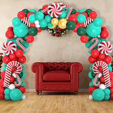 Load image into Gallery viewer, Christmas Balloon Garland Arch kit, 103 Pcs Xmas Red Green Gold Confetti Balloons with Candy Cane Balloons for Christmas New Year Party Deco Wintertime Holiday