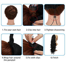 Load image into Gallery viewer, Long Wavy Ponytail Hair Extension for Black Women Drawstring Ponytail Hair Extensions Clip in Curly Synthetic Hairpiece