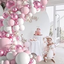 Load image into Gallery viewer, 127 Pcs Balloon Garland Kit, Pink White Latex Balloon Arch Kit with Gold Confetti Balloon, Party Balloon Decorations for Wedding Baby Shower Birthday Anniversary Festival Party Decorations