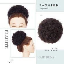 Load image into Gallery viewer, Elailite Human Hair Buns Afro Curly - Updo Chignon Hair Piece - 100% Real Remy Human Hair Extension Messy Hair Scrunchie - #1B Natural Black (Large)