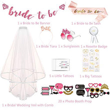 Load image into Gallery viewer, Hen Party Accessories Bride to Be Set 32 Pcs Include Bride to Be Sash, Bride Tiara, Tattoos, Sunglasses, Bride to Be Banner, Photo Booth Props, Rosette Badge, Hen Party Veil with Comb for Hen Night