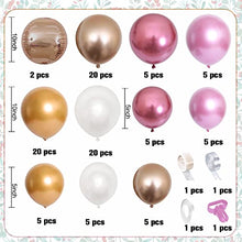 Load image into Gallery viewer, Balloon Arch Kit Metallic Pink, Rose Gold Balloon Garland Kit Metallic Rose Gold Balloons Metallic Pink White Balloons 101 PCS Latex Balloons Birthday Decorations Wedding Anniversary Baby Shower