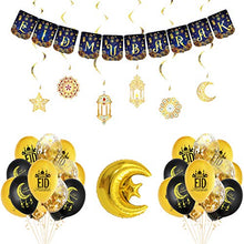 Load image into Gallery viewer, delaimaxiya Eid Mubarak Decoration - Ramadan Party Decorations Supplies - Eid Mubarak Banner Hanging Swirl Latex Balloon