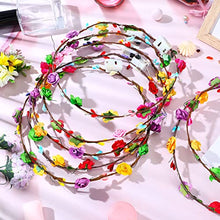 Load image into Gallery viewer, 40 Pcs LED Flower Headband Crown Set, Light up Flower Wreath Crown Glowing Floral Headpiece Flower Hair Garlands Headdress for Women Girls Hair Accessories Wedding Party Holiday St. Patrick Day Easter