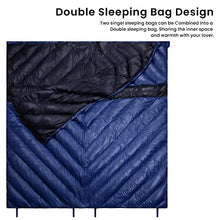 Load image into Gallery viewer, OMOVEE Goose Down Sleeping Bag, Ultra Light Waterproof Blanket Cozy and Warm, 3 Seasons for Adults Kids Boys Girls Great for Indoor&Outdoor Camping, Traveling with Compression Bag- Blue