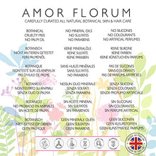 Load image into Gallery viewer, 98.5% Natural SHAMPOO - ALOE VERA, POMEGRANATE, SEA BUCKTHORN, SWEET ORANGE & CEDARWOOD - 250ml by AMOR FLORUM. Sulfate Free, Parabens Free. Concentrated, Gentle. pH 5.5 Balanced.
