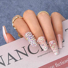 Load image into Gallery viewer, Sethexy Long Coffin Fake Nails Crystal False Nails Glitter Ballerina Stick on Nails Glossy Nails with Glue 24Pcs Acrylic Art Press-on Nail Tips for Women and Girls (E)