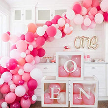 Load image into Gallery viewer, 1st Birthday Boxes Party Decorations for Boy Girl, 3Pcs White Transparent Balloon Boxes with ONE Letter, Balloon Blocks for Baby Shower First Birthday Backdrop, 1 One Year Old Birthday Party Supplies