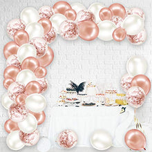 Load image into Gallery viewer, Rorchio 123pcs Rose Gold Balloon Arch Garland Kit with Rose Gold Latex Balloons Confetti Balloons and Mini White Balloons, Balloon Tie and Balloon Tape for Birthday Wedding Baby Shower Party Supplies