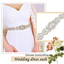 Load image into Gallery viewer, Wedding Dress Belt, Rhinestone Bridal Belt Crystal Sash Accessories Silver Pearl Girls Dress Belt for Bride Bridesmaid Women Wedding Party Prom