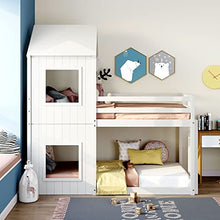 Load image into Gallery viewer, 3FT Treehouse Bunk bed, LTGB Cabin Bed Frame Mid-Sleeper with Treehouse Canopy & Ladder, Children Bed Frame, Suitable for for Boys & Girls, 190 x 90 cmγ2021 New UK Spotγ (White)
