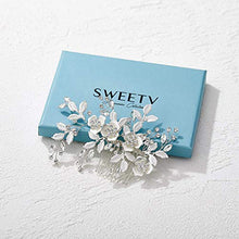 Load image into Gallery viewer, SWEETV Wedding Hair Comb Rhinestone Bridal Hair Clip-Handmade Wedding Hair Accessories for Brides and Bridesmaid,Silver