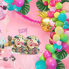 Load image into Gallery viewer, 101pcs Tropical Balloons Luau Garland Arch Kit 5 Inch 12 Inch Balloons Pink Green Yellow Blue Balloon Set and Palm Leaves for Tropical Theme Hawaii Birthday Wedding Party Baby Decorations