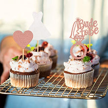Load image into Gallery viewer, Blumomon 24Pcs Glitter Bride to Be Cupcake Toppers with Diamond Heart Dress Cake Toppers for Bridal Shower Bachelorette Party Hen Party Supplies Engagement Decorations