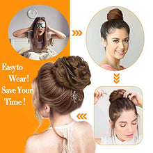 Load image into Gallery viewer, Scrunchy Hair Bun Extensions Messy Curly Hair Scrunchies Hairpieces Synthetic Donut Updo Hair Pieces Wavy Curly Wigs for Women Girls (Dark color)