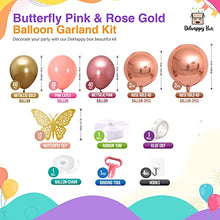 Load image into Gallery viewer, Balloon Arch Kit Garland 134pcs Shiny Metallic Rose Gold Pink 4D Foil Balloons with Butterfly Stickers for Birthday Decorations Wedding Anniversary Baby & Bridal Shower Valentine Party Mother's Day