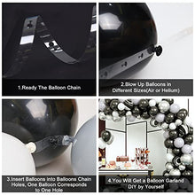 Load image into Gallery viewer, Black Balloon Arch Kit, 98pcs Chrome Silver Gray Agate Black and White Latex Balloon Garland Arch for Men Women Birthday Wedding New Year Halloween Graduation or Retirement Party