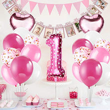 Load image into Gallery viewer, HOWAF 60pcs Pink Balloon Set, Foil Balloons Set with Pink Confetti Balloons & Ribbons for Birthday Party, Wedding, Girls Baby Shower Party, Festival Decorations, Business Event