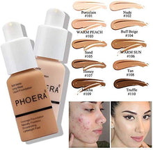 Load image into Gallery viewer, Phoera Full Coverage Foundation Soft Matte Oil Control Concealer 30ml Flawless Cream Smooth Long Lasting 24HR (102 Nude)