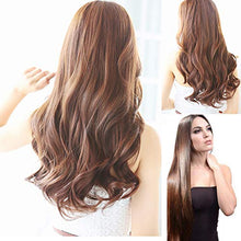 Load image into Gallery viewer, 4PCS 24 Inch Long Wavy Clip in Hair Extensions 11Clips Hair Extensions Synthetic Hair Pieces for Women Girls Full Head Set Thick Curly Wavy Synthetic Hair Extensions Dark Brown