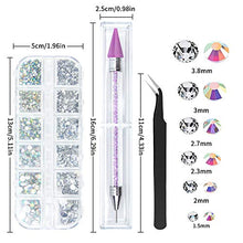Load image into Gallery viewer, Canvalite 1500PCS Rhinestones in 6 Sizes Flat Back Gems, Crystal AB Rhinestones Nail Art Gems with Pick Up Tweezers and Rhinestone Picker Dotting Pen, Nail Art Tools for Nails, Clothes, Face, Craft