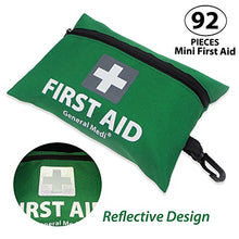 Load image into Gallery viewer, Mini First Aid Kit, 92 Pieces Small First Aid Kit - Includes Emergency Foil Blanket, Scissors for Travel, Home, Office, Vehicle, Camping, Workplace & Outdoor (Green)