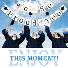 Load image into Gallery viewer, Konsait Graduation Banner, We're So Proud of You Bunting Banner Garland Pennant for Graduation Party Home Decorations Favors Supplies