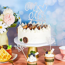 Load image into Gallery viewer, 11 Pieces Silver Glitter Mr Mrs Cake Topper Mr Mrs Cake Decoration Acrylic Wedding Cake Topper Wedding Cucpake Topper Bakeware Decorating Tools for Anniversary Valentine's Day Party Supplies