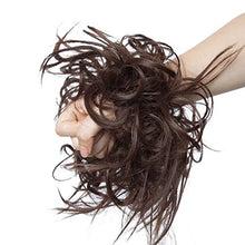 Load image into Gallery viewer, Tousled Updo Messy Bun Hair Piece Scrunchies Wavy Bun Extensions Rubber Band Elastic Scrunchie Chignon Instant Ponytail Hairpiece for Women Medium Brown