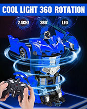Load image into Gallery viewer, KALAHOL Remote Control Cars, 2.4GHz kids remote control car, 360° Flips Remote Control Car High Speed Toy Cars for girls, Transforming Robot Car Toys for 3 4 5 6 7 8 9 10 Years Old Boys Toys, Blue