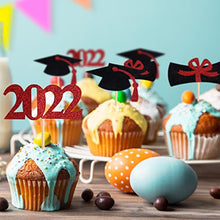 Load image into Gallery viewer, ELECLAND 2022 Graduation Cake Toppers Glitter 2022 Grad Cupcake Toppers Food Picks for Graduation Decorations Party Supplies