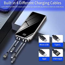 Load image into Gallery viewer, Bonkim Power Bank Portable Charger 13800mAh External Battery Pack Built-in 4 Cable and Flashlight,Backup Battery with LCD Display Ultra Slim Phone Charger Compatible with Smarthones, Tablets, and More