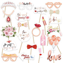 Load image into Gallery viewer, Konsait 23Pcs Hen Party Photo Booth Props Team Bride Selfie Props Rose Gold Wedding Bridal Shower Hen Night Do Party Game Accessories