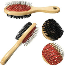 Load image into Gallery viewer, Wooden Dog Brush Double Sided Pet Hair Grooming Brush Dog Pin Brush and Bristle Soft Brush, Dogs Comb and Brush Grooming Tools for Cleaning for Dogs & Cats with Long or Short Hair