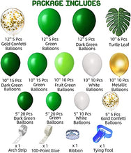 Load image into Gallery viewer, 146 Pcs Jungle Safari Theme Party Supplies Balloon Arch Garland Kit 12'' 10'' 5'' Green Balloons with Palm Leaves Animal Balloons for Kids Birthday Baby Shower Decorations with 3 Pcs Balloon Tools