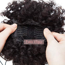Load image into Gallery viewer, S-noilite Chignon Puff Afro Fluffy Kinky Curly Hair Bun Updo 100% Remy Real Human Hair Extensions - Ponytail Hairpiece Short Drawstring, Natural Black (Medium)