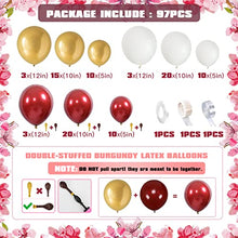Load image into Gallery viewer, Balloon Garland Kit Burgundy Gold Party Decorations Balloons Arch Kit White Metallic Gold and Burgundy Double-Stuffed Latex Balloons for Girls Women Birthday Party Wedding Decorations Anniversary