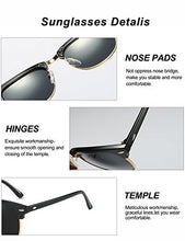 Load image into Gallery viewer, Mens Sunglasses Polarised Half Frame Sun Shades Classicl Semi Rimless Cat.3 Sun Glasses for Women UV400 Protection with Case (Black/Grey)