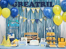 Load image into Gallery viewer, Blue Tinsel Curtain Party Backdrop - GREATRIL Foil Lametta Curtain Party Decor Photo Backdrop for Birthday/Baby Shower/Mermaid/Under The Sea/Ocean/Frozen Party Decorations - 1m x 2.5m - Pack of 2