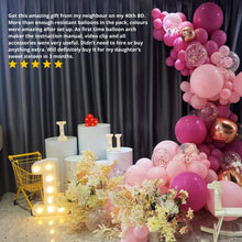 Load image into Gallery viewer, Pink Purple Balloon Arch Kit 162 pcs-all resistant with Retro Peach, Confetti, Rose gold Balloon arch kit by GLOFGO for Birthday, Wedding, Bridal/Baby shower, Valentine Party plus balloon accessories