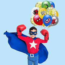 Load image into Gallery viewer, KBD Superhero Avengers Party Supplies Superhero Balloons Superhero Birthday Banner Super Hero Cake Toppers Superhero Marvel Avengers Birthday Party Decorations (Yellow Sequins)