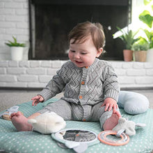 Load image into Gallery viewer, Ingenuity, Cosy Spot Reversible Duvet Activity Gym and Padded Play Mat with Wooden Removable Toy Bar, 6 Detachable Toys, Foldable for Easy Transport, Neutral Design - Loamy, Ages Newborn +