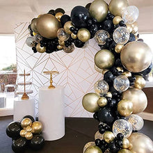 Load image into Gallery viewer, Black and Gold Balloons Garland Kit, 121pcs Reusable Metallic Latex Confetti Black Gold Balloon Arch Kit Party Backdrop Decoration for Birthday Party, Wedding, Graduation, Anniversary Retirement