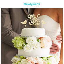 Load image into Gallery viewer, Wedding Cake Topper,KAKOO 1pcs Mr and Mrs Retro Wooden Cake Topper with 2pcs I DO & ME Too Love Birds for Wedding Valentine Anniversaries Cake Decoration