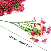 Load image into Gallery viewer, Ruiuzioong Artificial Violet Flowers Outdoor UV Resistant Fake Flowers 6pack No Fade Faux Plastic Plant Shrubs Greenery for Indoor Outside Hanging Planter Window Box Patio Home Decor (Rose Red)