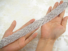 Load image into Gallery viewer, ShinyBeauty Wedding Sash Belts for Women Diamante Crystal Rhinestone Applique Silver 2.5cm Wide by 1 Yard (92cm) Long Crystal and Rhinestone Flower Bridal Dress Belts DIY Wedding Dress