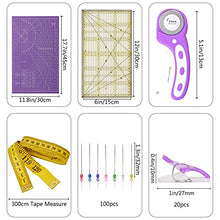 Load image into Gallery viewer, INTLMATE A3 Cutting Mat Set Cutter Tool Kit Including 17inches self-Healing Cutting mat,45mm Rotary Cutter with 3 Replacement Blades,Acrylic Quilting Ruler,Patchwork Ruler,20 Clips,100 pins (Purple)