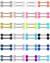 Load image into Gallery viewer, Zolure 48PCS 14G Nipple Rings Straight Barbells Stainless Steel Tongue Ring Nipplerings Body Piercing Jewelry for Women Men 12MM Bar Length
