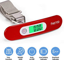 Load image into Gallery viewer, FREETOO Luggage Scale Portable Digital Weight Scale for Travel Suitcase Weigher with Tare Function 110 Lb/ 50Kg Capacity Red